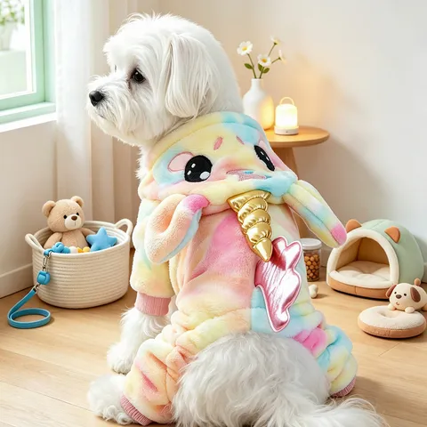 Pet Fleece Winter Warm Cosplay Costume Cute Unicorn Design Soft Four-Legged Apparel For Small Dogs Cats Puppy