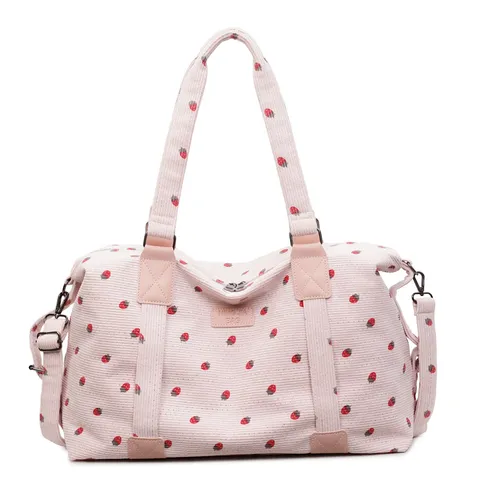 Grande Capacità Velluto a Coste Borsa da Viaggio Stampa Fragola Impermeabile Weekender Manica Trolley Palestra Bagaglio Borsa