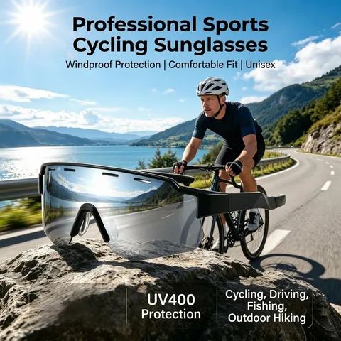 Unisex Outdoor Sport Radfahren Sonnenbrille Leichtgewicht PC TR90 Rahmen UV400 Schutz Winddicht Verspiegelte Gläser Schirmbrille