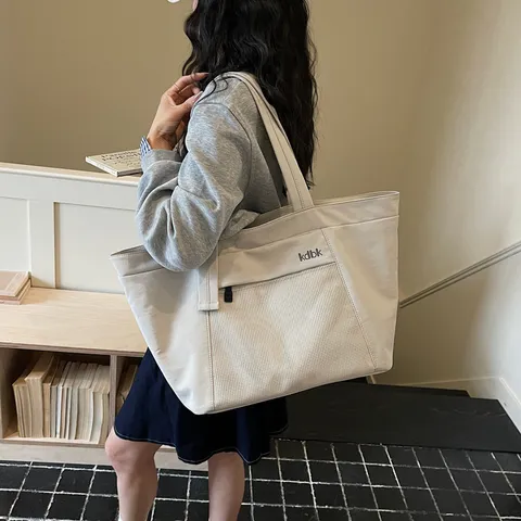Waterproof Nylon Tote Bag For Women Large Capacity Casual Commuter Shoulder Bag Travel Handbag Zip Closure Top Handle Bag