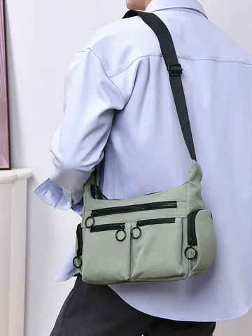 Unisex Oxford-Gewebe Umhängetasche Mehrere Taschen Cargo-Stil Reißverschluss Utility Schulter Messenger Bag Für Alltägliche Pendeln