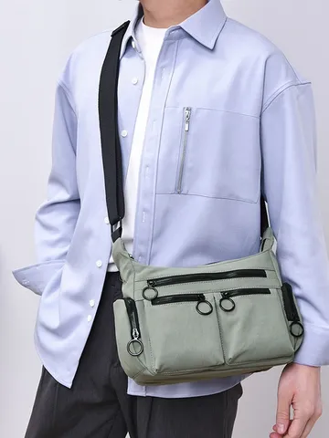 Unisex Oxford-Gewebe Umhängetasche Mehrere Taschen Cargo-Stil Reißverschluss Utility Schulter Messenger Bag Für Alltägliche Pendeln