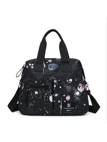 Sac à Couches Imprimé Ciel Étoilé Grande Capacité Multifonctionnel Hydrofuge Sac à Main Sac Bandoulière pour Femmes