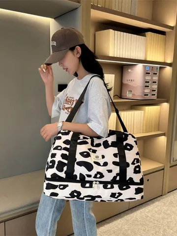 Large Capacity Oxford Fabric Travel Bag Printed Handbag Lightweight Luggage Duffel Weekend Overnight Bag For Women Men