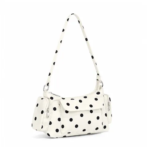 Borsa Sottoascellare da Donna in Nylon a Pois Multitasche Borsa Hobo a Tracolla Casual Versatile Stile Sportivo Borsa a Mano Portafoglio da Viaggio