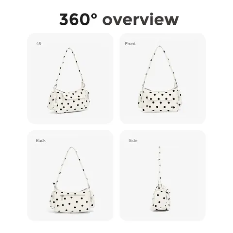 Borsa Sottoascellare da Donna in Nylon a Pois Multitasche Borsa Hobo a Tracolla Casual Versatile Stile Sportivo Borsa a Mano Portafoglio da Viaggio