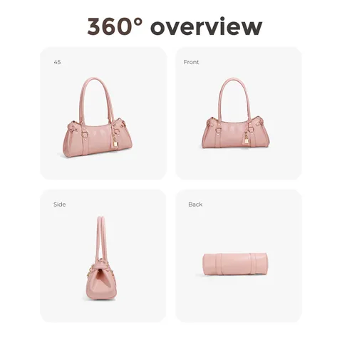 Borsa da Ascella a Spalla in Pelle PU Moda Vintage da Donna Elegante Borsa a Mano Rosa Con Lucchetto Pendolarismo Quotidiano