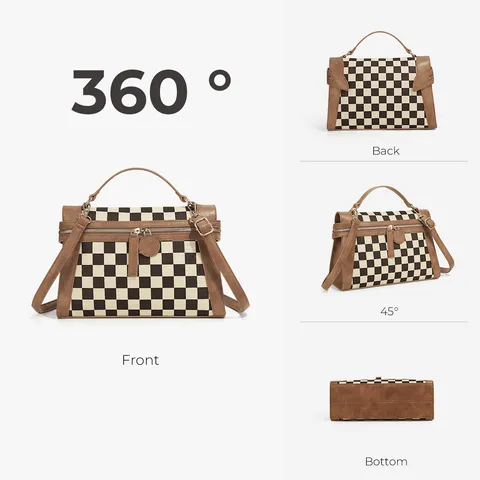 Borsa a Tracolla da Donna alla Moda a Quadri Elegante Borsa a Spalla Casual Trendy Patchwork Con Tracolla Regolabile per Uso Quotidiano