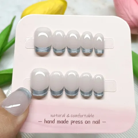 Dulce Ojo De Gato Uñas Postizas A Presión Brillante Destello Uñas Postizas Manicura Para Mujeres Diario Moda Decoración Uñas