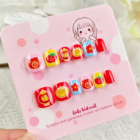 Uñas Postizas Para Niños Lindo Dibujos Animados Cobertura Completa Uñas Postizas Parches De Arte De Uñas Artificiales Para Niños Niñas Uso Diario