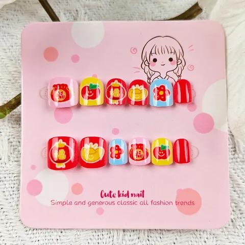 Uñas Postizas Para Niños Lindo Dibujos Animados Cobertura Completa Uñas Postizas Parches De Arte De Uñas Artificiales Para Niños Niñas Uso Diario
