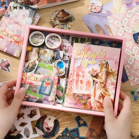 Retro Aesthetic Journal Gift Box Set Decorative Notebook Washi Tape Stickers Stationery Supplies for Daily Craft