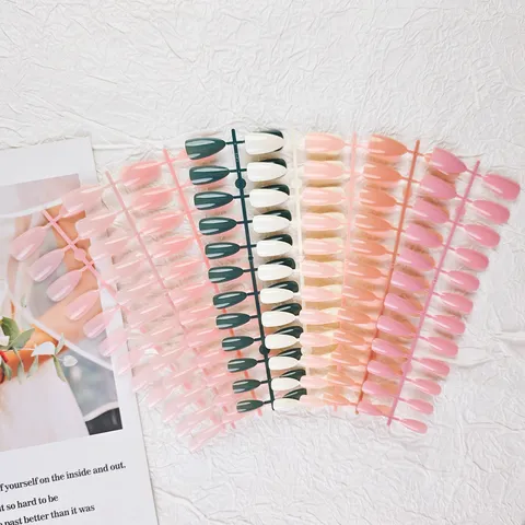 Color Sólido Uñas Postizas Mates Cuadradas Lágrima Largas Uñas Cobertura Completa Puntas de Uñas Artificiales para Mujeres Diario Fiesta