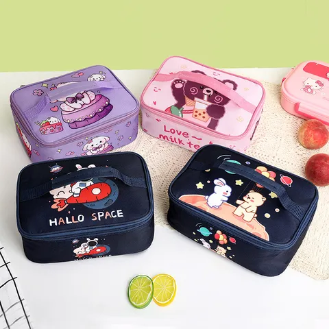 Cartoon Geïsoleerde Lunchtas Oxford Stof Thermische Bento Handtas Draagbare Voedselopslag Rechthoekige Maaltijdzak Voor Studenten