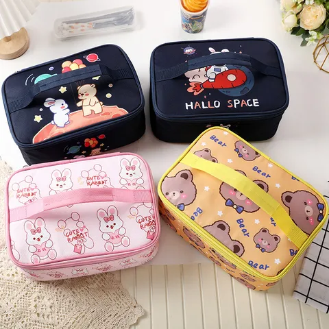 Cartoon Geïsoleerde Lunchtas Oxford Stof Thermische Bento Handtas Draagbare Voedselopslag Rechthoekige Maaltijdzak Voor Studenten