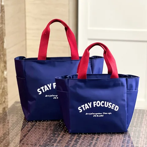 Kleurenblok Oxford Stof Lunchtas Waterdichte Grote Capaciteit Tote Handtas Woon-werkverkeer Bento Tas voor Vrouwen