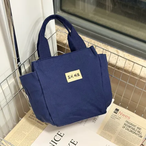 Casual Canvas Tote Tas Minimalistisch Grote Capaciteit Lunch Handtas Effen Kleur Dagelijkse Woon-Werkverkeer Tas Voor Vrouwen