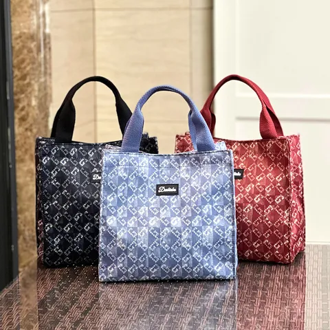 Grote Capaciteit Oxford Stoffen Tote Tas Minimalistische Contrastkleur Lunchbox Tas Draagbare Casual Handtas Voor Dagelijks Werk