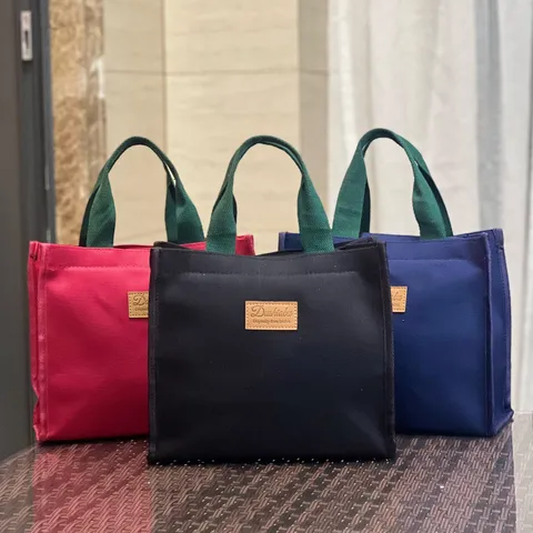 Minimalistische Canvas Lunchtas Grote Capaciteit Tote Handtas Draagbare Bento Tas