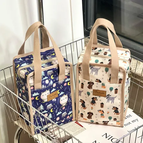 Waterdichte Geïsoleerde Lunchtas Schattige Cartoon Dierenprint Draagbare Thermische Koeltas Voedselopslag Picnic Handtas Voor Vrouwen