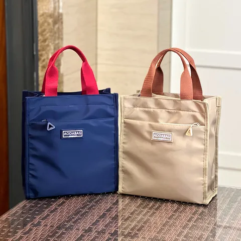 Oxford Stof Handtas Kleurblok Tote Tas Draagbare Lunch Bento Tas Casual Woon-Werkverkeer Tas Voor Vrouwen Studenten