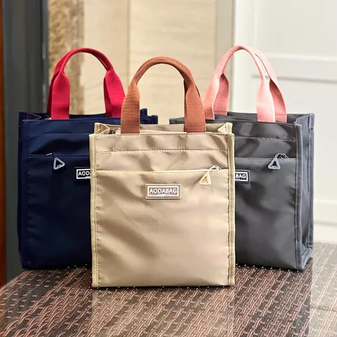 Oxford Stof Handtas Kleurblok Tote Tas Draagbare Lunch Bento Tas Casual Woon-Werkverkeer Tas Voor Vrouwen Studenten
