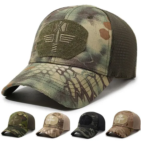 Men's Tactical Camouflage Baseball Cap Outdoor Sports Sun Protection Adjustable Mesh Hat For Mountaineering Training