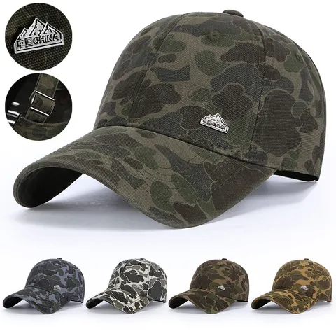 Unisex Camouflage Baseball Cap Retro Military Style Adjustable Outdoor Sun Protection Dad Hat For Men Women