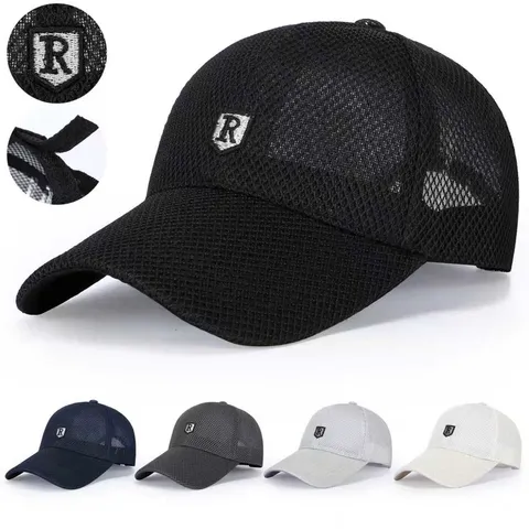 Men's Summer Breathable Full Mesh Baseball Cap Outdoor Quick Drying Sun Protection Sports Running Fishing Hat Adjustable