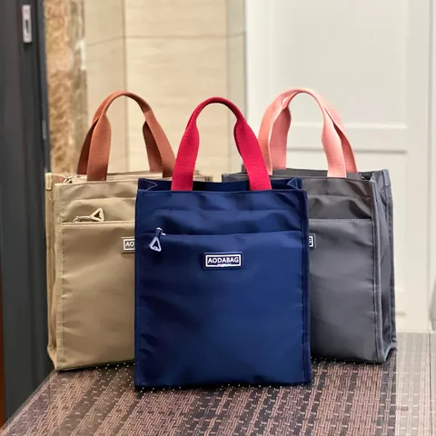 Grote Waterdichte Oxford Stof Tote Tas Kleurenblok Casual Handtas Student Lunchpakket Tas Woon-werk Documenten Tas