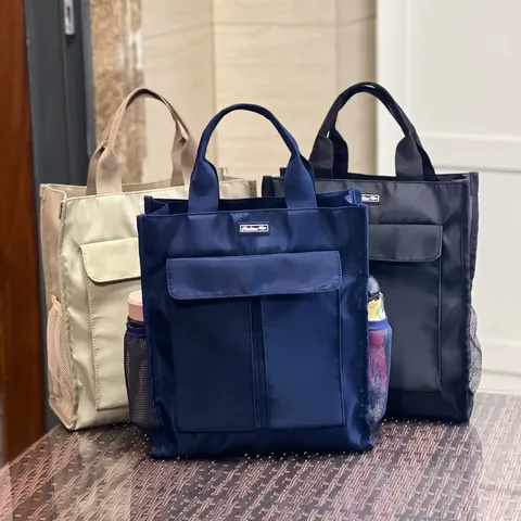 Τσάντα Tote από Ύφασμα Oxford με Πολλαπλές Τσέπες Μεγάλης Χωρητικότητας Casual Τσάντα Χειρός για Commuter Τσάντα Βιβλίου Μαθητή