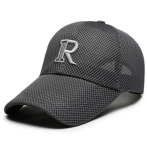 Summer Breathable Mesh Baseball Cap Unisex Letter R Embroidery Sun Protection Adjustable Sports Dad Hat