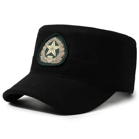 Unisex Camouflage Flat Top Military Cap Outdoor Sports Hiking Sun Protection Embroidered Cadet Hat