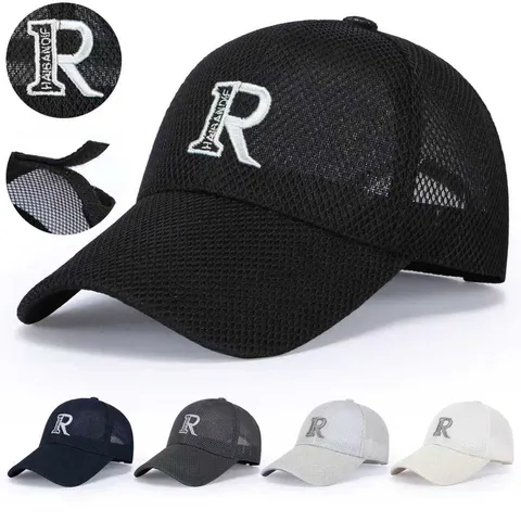 Unisex Mesh Baseball Cap Letter Embroidery Adjustable Sun Protection Casual Sports Outdoor Hat For Men Women