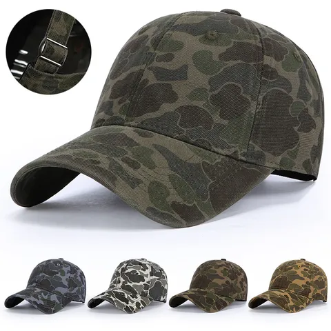 Vintage Camouflage Print Baseball Cap Men Women Adjustable Outdoor Sun Protection Casual Tactical Dad Hat