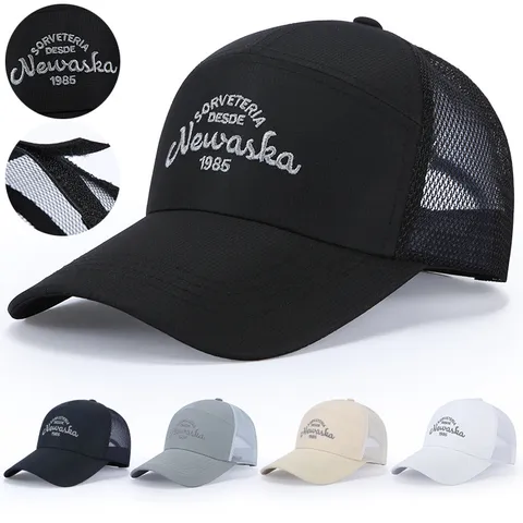 Unisex Outdoor Breathable Mesh Baseball Cap Polyester Letter Embroidery Sun Protection Sports Casual Dad Hat