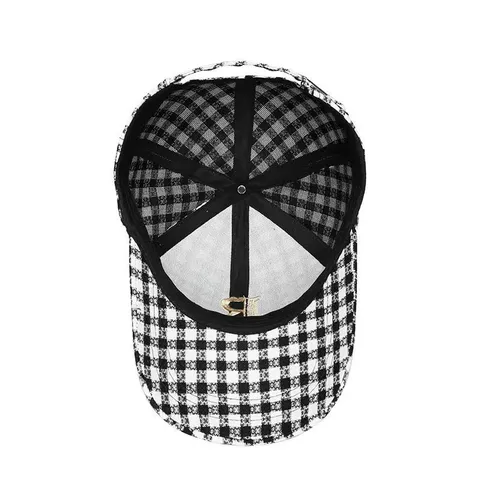 Unisex Classic Plaid Baseball Cap Embroidered Letter Adjustable Casual Sun Protection Dad Hat For Men Women