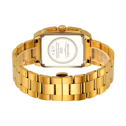 Men Business Quartz Watch Square Dial Multifunction Sub Dials Stainless Steel Strap Waterproof Chronograph Wristwatch