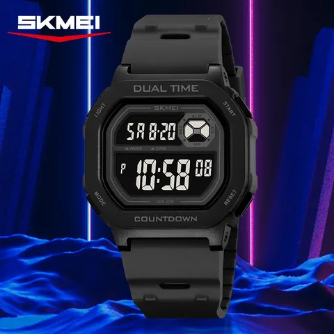 Square Digital Electronic Watch Waterproof Luminous Outdoor Sports Student Watch Alarm Stopwatch Watch