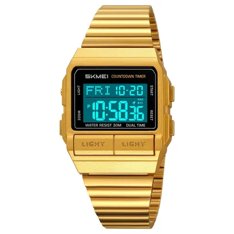 Skmei Classic Retro Square Digital Watch Men Multifunction Sports Waterproof Luminous Electronic Wristwatch
