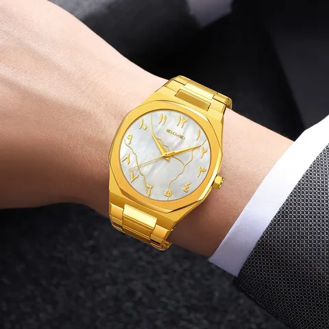 Luxury Business Men's Quartz Watch Stainless Steel Band Waterproof Octagonal Case Casual Dress Wristwatch