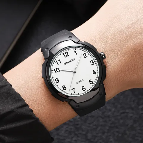Mens Quartz Watch Big Dial Waterproof Sport Wristwatch Rubber Strap Digital Scale Casual Fashion Wrist Watch For Men