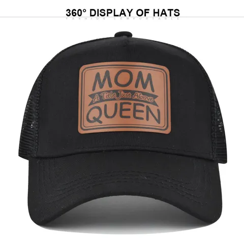 MOM Queen Leder Patch Trucker Cap Verstellbar Atmungsaktiv Mesh Baseballkappe Für Damen Herren Sommer Outdoor Sonnenschutz Casual Hut
