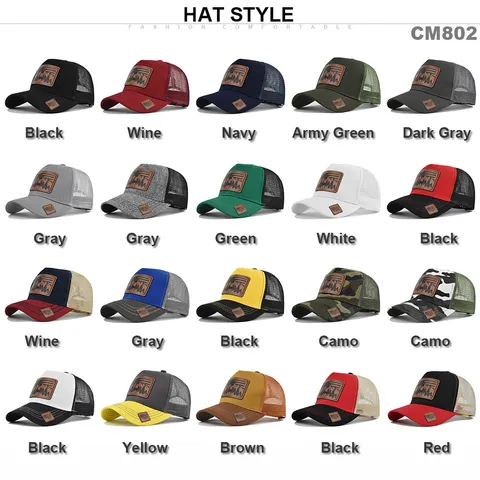 Polyester Mesh Baseball Cap For Men Women American Retro Outdoor Hunting Hat With Deer Leather Patch Breathable Trucker Hat