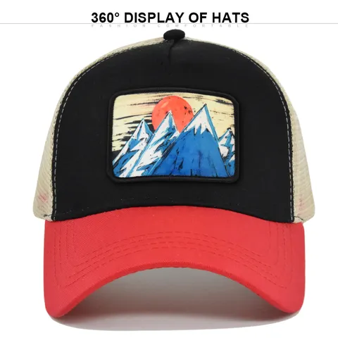 Berglandschaft Bestickte Trucker Kappe Atmungsaktive Netz Baseballkappe Für Herren Damen Sommer Sonnenschutz Outdoor Verstellbare Mütze