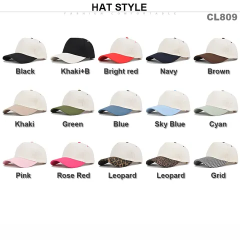 Gorra de Béisbol de Algodón de 5 Paneles Unisex Visera Curva Transpirable Protección Solor Bloque de Color Estampado de Leopardo Cuadros Gorra Outdoor