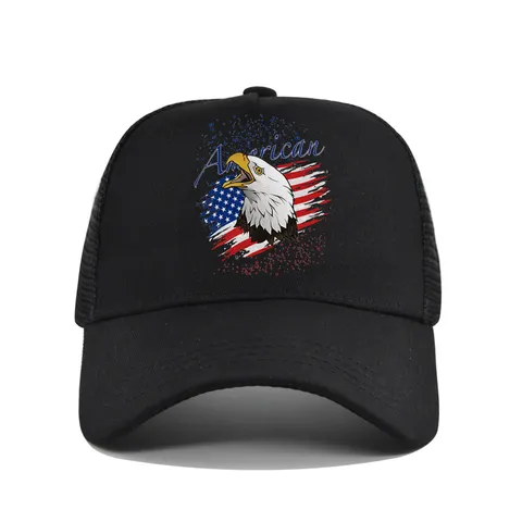 Unisex American Eagle Print Mesh Baseball Cap Breathable Trucker Hat Adjustable Outdoor Casual Sun Protection Visor Hat