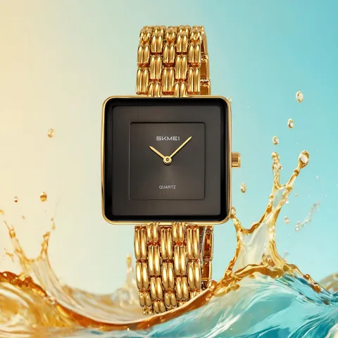 Women Quartz Watch Square Dial Waterproof Business Casual Stainless Steel Mesh Band Wristwatch Ladies Gift