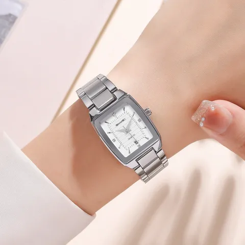 Women Business Quartz Watch Stainless Steel Square Dial Waterproof Casual Analog Wristwatch Vintage Ladies Dress Watch
