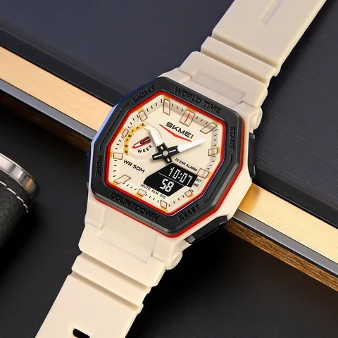 Men's Multifunctional Sports Electronic Watch Waterproof Dual Display Outdoor Casual Wristwatch